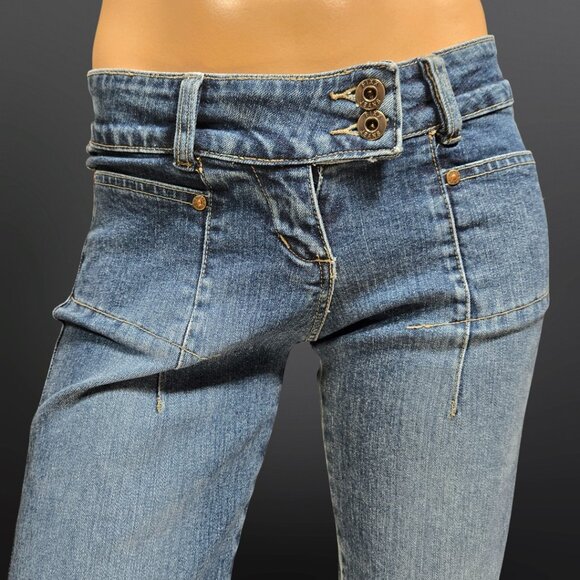 Y2K Low Rise Bootcut Jeans Medium Wash Size S Fits 25 Waist 2000s - Picture 2 of 9